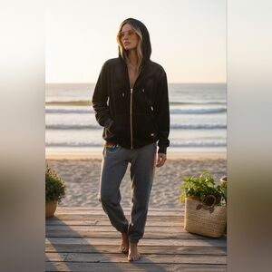 Aviator Nation Velvet Grey Black Tie Dye Full Zip Hoodie size XS  RARE